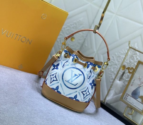 Replica Louis Vuitton LV By The Pool Monogram Tiles Canvas Nano Noe Bag In Lagoon Blue - Image 3