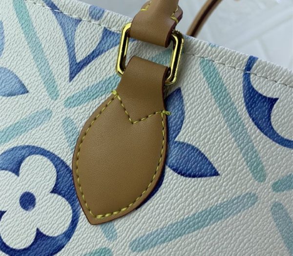 Replica Louis Vuitton LV By The Pool Monogram Tiles Canvas Onthego MM Tote In Lagoon Blue - Image 5