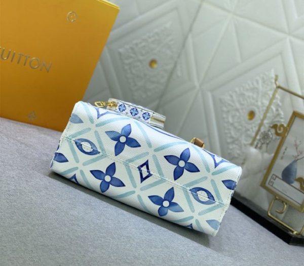 Replica Louis Vuitton LV By The Pool Monogram Tiles Canvas Onthego PM Tote In Lagoon Blue - Image 3