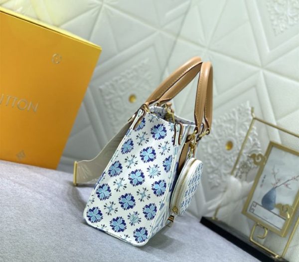 Replica Louis Vuitton LV By The Pool Monogram Tiles Canvas Onthego PM Tote In Lagoon Blue - Image 4