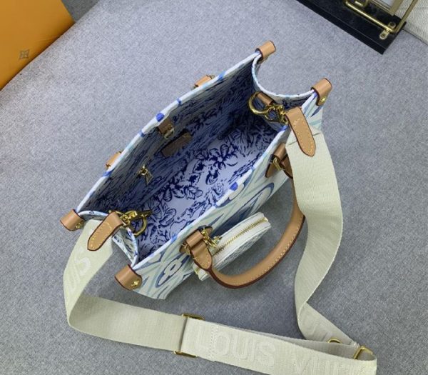 Replica Louis Vuitton LV By The Pool Monogram Tiles Canvas Onthego PM Tote In Lagoon Blue - Image 8