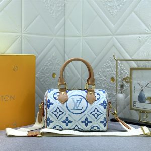 Replica Louis Vuitton LV By The Pool Monogram Tiles Canvas Speedy Bandouliere 20 Bag In Lagoon Blue