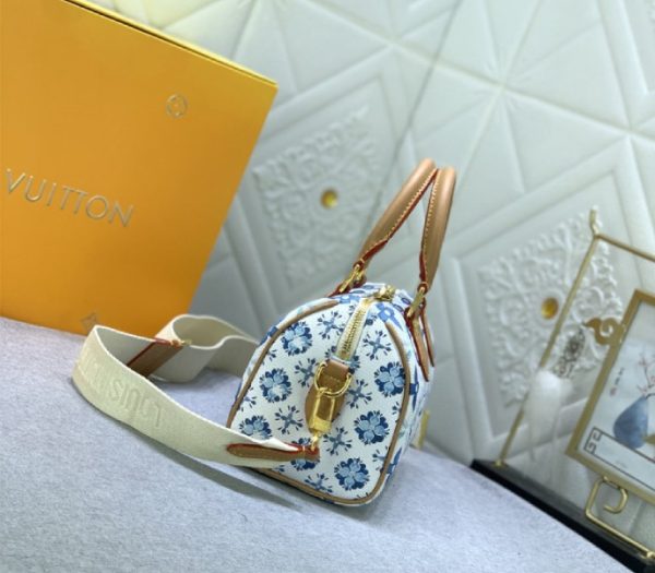Replica Louis Vuitton LV By The Pool Monogram Tiles Canvas Speedy Bandouliere 20 Bag In Lagoon Blue - Image 3