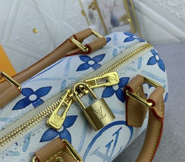Replica Louis Vuitton LV By The Pool Monogram Tiles Canvas Speedy Bandouliere 20 Bag In Lagoon Blue - Image 6