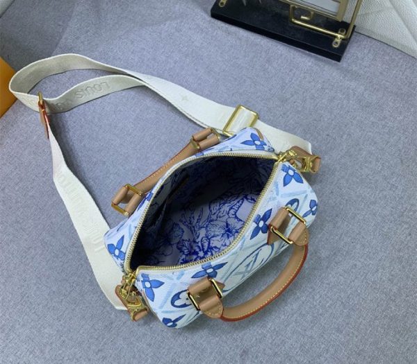 Replica Louis Vuitton LV By The Pool Monogram Tiles Canvas Speedy Bandouliere 20 Bag In Lagoon Blue - Image 9