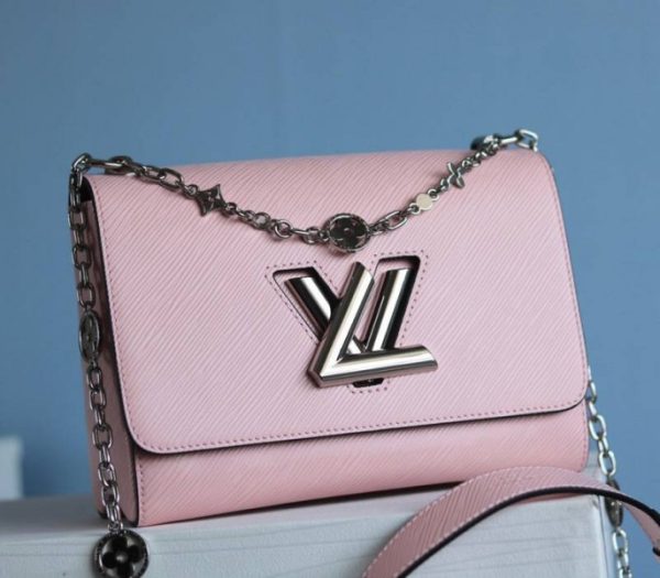 Replica Louis Vuitton Epi Leather Twist MM With Flowers Jewels Chain Bag In Rose Bellerine Pink - Image 2