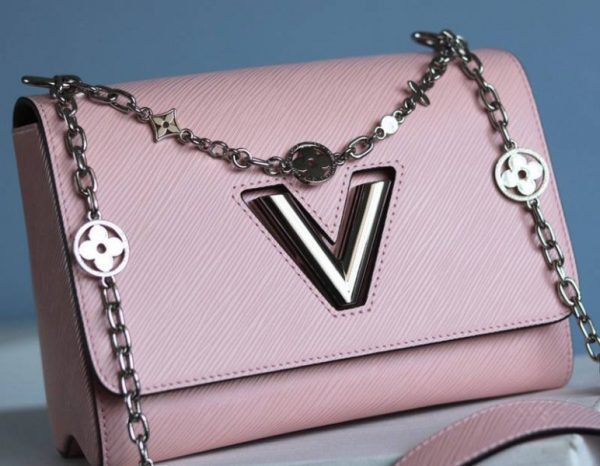 Replica Louis Vuitton Epi Leather Twist MM With Flowers Jewels Chain Bag In Rose Bellerine Pink - Image 3