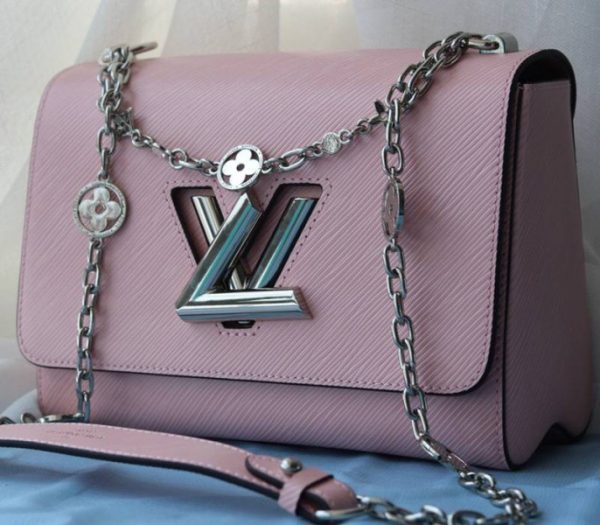 Replica Louis Vuitton Epi Leather Twist MM With Flowers Jewels Chain Bag In Rose Bellerine Pink - Image 4