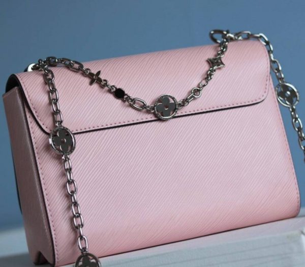 Replica Louis Vuitton Epi Leather Twist MM With Flowers Jewels Chain Bag In Rose Bellerine Pink - Image 5