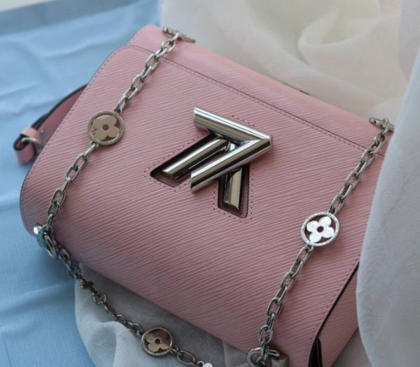 Replica Louis Vuitton Epi Leather Twist MM With Flowers Jewels Chain Bag In Rose Bellerine Pink - Image 6