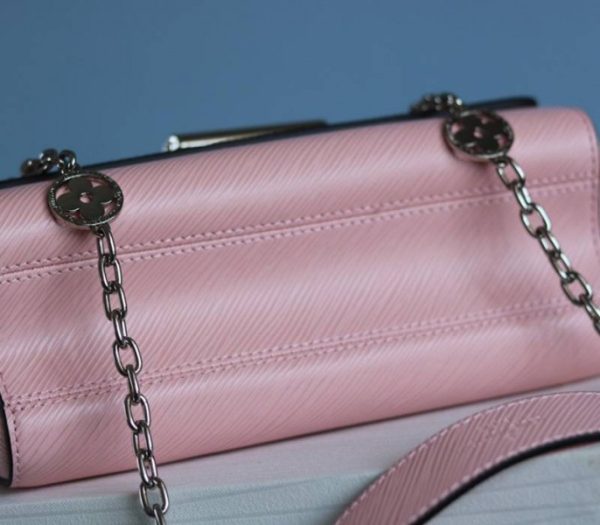 Replica Louis Vuitton Epi Leather Twist MM With Flowers Jewels Chain Bag In Rose Bellerine Pink - Image 8