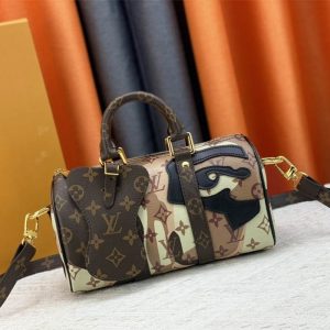 Replica Louis Vuitton J Hope X Keepall Bandouliere 25 Brown Travel Bag In Two Eyes Patches