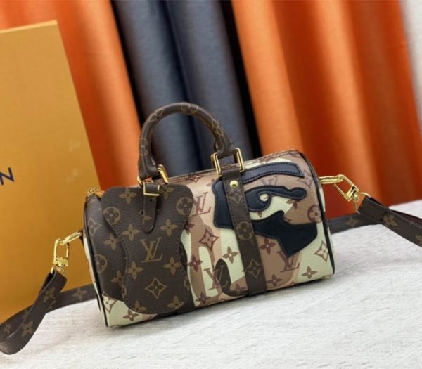 Replica Louis Vuitton J Hope X Keepall Bandouliere 25 Brown Travel Bag In Two Eyes Patches