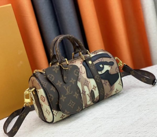 Replica Louis Vuitton J Hope X Keepall Bandouliere 25 Brown Travel Bag In Two Eyes Patches - Image 2