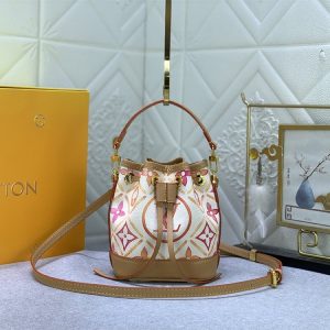 Replica Louis Vuitton LV By The Pool Monogram Tiles Canvas Nano Noe Bag In Coral