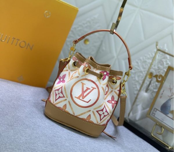 Replica Louis Vuitton LV By The Pool Monogram Tiles Canvas Nano Noe Bag In Coral - Image 3