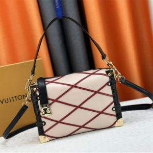 Louis Vuitton Malletage Leather Replica Side Trunk MM In Beige And Red