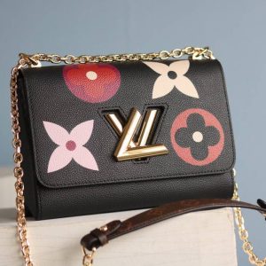 Replica Louis Vuitton Monogram Empreinte Bold Printed Pattern Twist MM Bag In Black