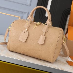 Replica Louis Vuitton Monogram Empreinte Speedy Soft 30 Handbag In Apricot