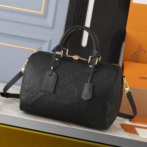 Replica Louis Vuitton Monogram Empreinte Speedy Soft 30 Handbag In Black