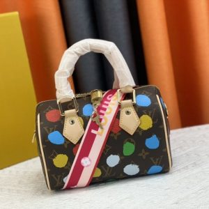 Replica Louis Vuitton X YK Monogram Canvas Speedy 20 Handbag With Textile Strap In Style 1