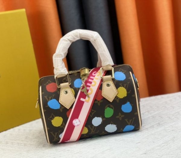 Replica Louis Vuitton X YK Monogram Canvas Speedy 20 Handbag With Textile Strap In Style 1