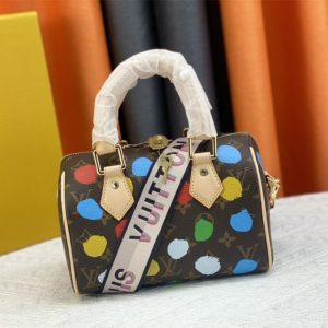 Replica Louis Vuitton X YK Monogram Canvas Speedy 20 Handbag With Textile Strap In Style 2