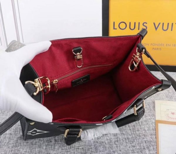Replica Louis Vuitton Bicolor Monogram Empreinte Leather Onthego PM Bag In Black And Beige - Image 5