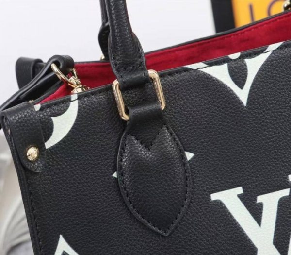 Replica Louis Vuitton Bicolor Monogram Empreinte Leather Onthego PM Bag In Black And Beige - Image 8