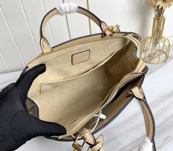 Replica Louis Vuitton Bicolor Monogram Empreinte Leather Petit Palais Handbag In Tourterelle Gray And Cream - Image 5