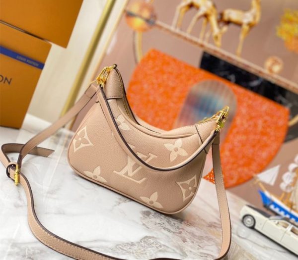 Replica Louis Vuitton Bicolor Monogram Empreinte Leather Bagatelle Mini Hobo In Tourterelle Gray