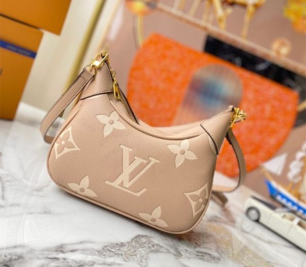 Replica Louis Vuitton Bicolor Monogram Empreinte Leather Bagatelle Mini Hobo In Tourterelle Gray - Image 2