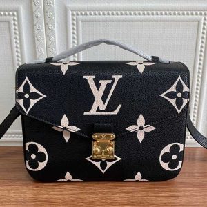 Replica Louis Vuitton Bicolor Monogram Empreinte Metis Bag In Black And Beige