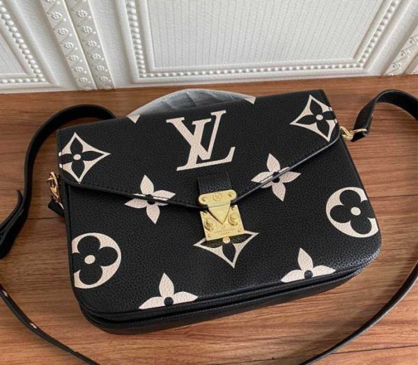 Replica Louis Vuitton Bicolor Monogram Empreinte Metis Bag In Black And Beige - Image 3