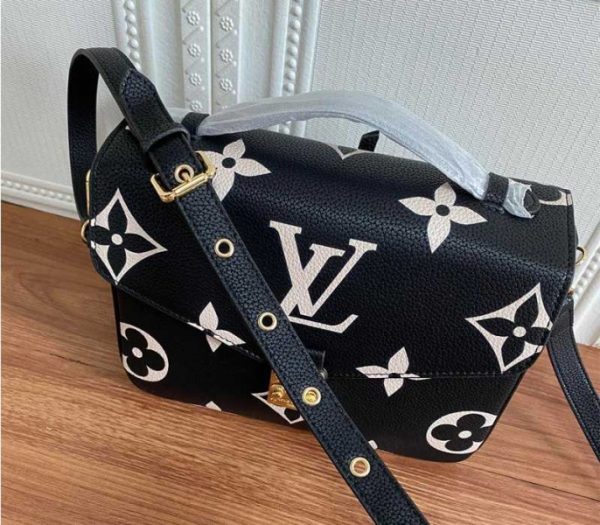 Replica Louis Vuitton Bicolor Monogram Empreinte Metis Bag In Black And Beige - Image 4