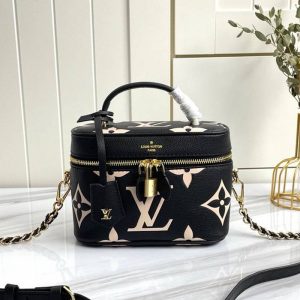 Replica Louis Vuitton Bicolor Monogram Empreinte Vanity PM Bag In Black And Beige