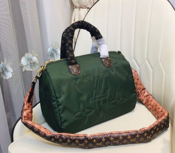 Replica Louis Vuitton Econyl Regenerated Nylon Speedy Bandouliere 30 Handbag In Khaki Green - Image 2