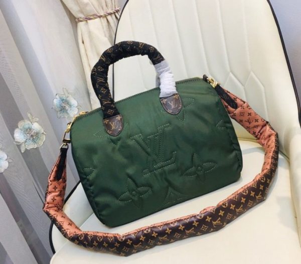 Replica Louis Vuitton Econyl Regenerated Nylon Speedy Bandouliere 30 Handbag In Khaki Green - Image 3