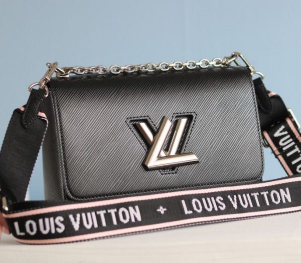 Replica Louis Vuitton Epi Leather Twist MM Bag In Black With Jacquard Strap - Image 2
