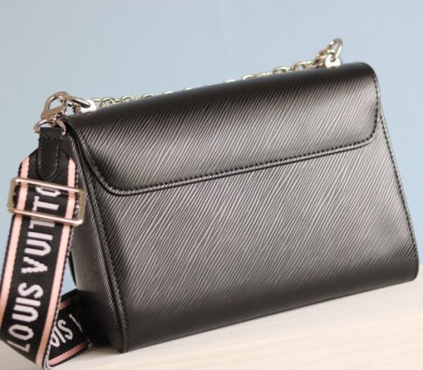 Replica Louis Vuitton Epi Leather Twist MM Bag In Black With Jacquard Strap - Image 5