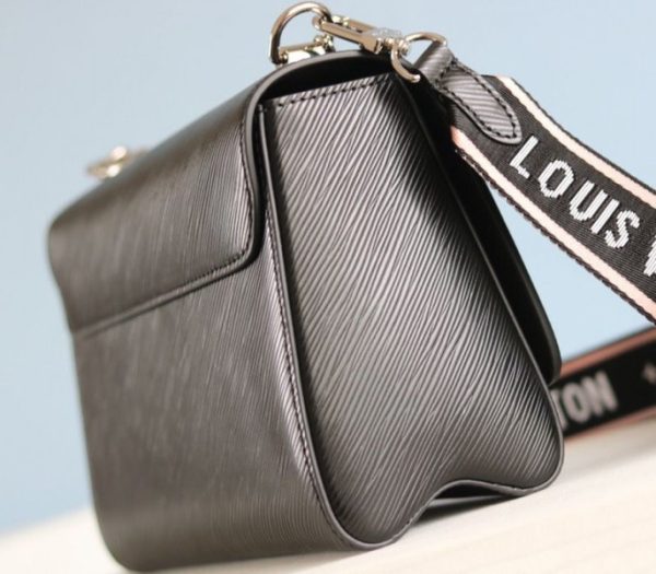 Replica Louis Vuitton Epi Leather Twist MM Bag In Black With Jacquard Strap - Image 6