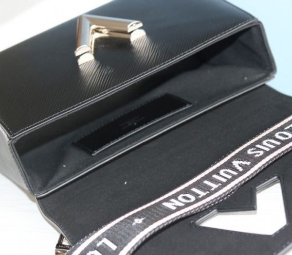 Replica Louis Vuitton Epi Leather Twist MM Bag In Black With Jacquard Strap - Image 8