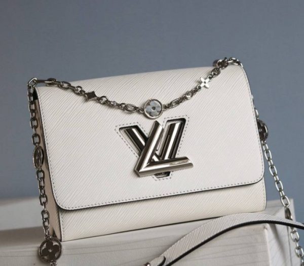 Replica Louis Vuitton Epi Leather Twist MM With Flowers Jewels Chain Bag In Optic White - Image 2