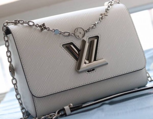 Replica Louis Vuitton Epi Leather Twist MM With Flowers Jewels Chain Bag In Optic White - Image 3