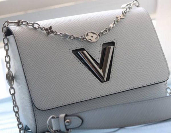 Replica Louis Vuitton Epi Leather Twist MM With Flowers Jewels Chain Bag In Optic White - Image 4