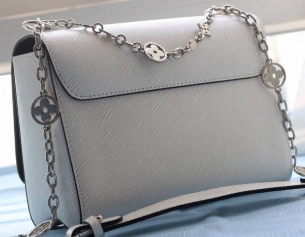 Replica Louis Vuitton Epi Leather Twist MM With Flowers Jewels Chain Bag In Optic White - Image 5