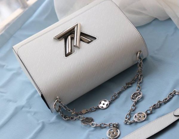 Replica Louis Vuitton Epi Leather Twist MM With Flowers Jewels Chain Bag In Optic White - Image 6