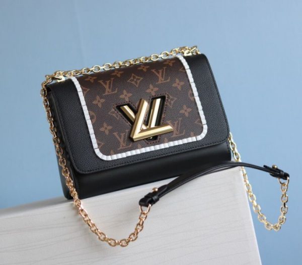 Replica Louis Vuitton Twist MM Canvas Trompe loeil Braid Bag In Black - Image 2