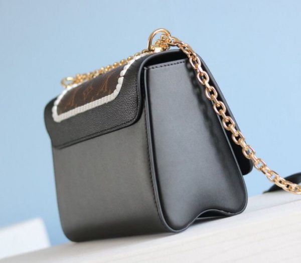 Replica Louis Vuitton Twist MM Canvas Trompe loeil Braid Bag In Black - Image 7