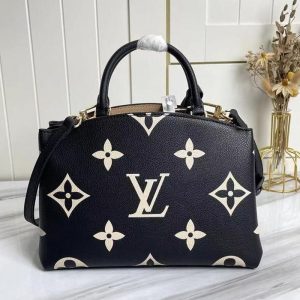 Replica Louis Vuitton Bicolor Monogram Empreinte Leather Petit Palais Handbag In Black And Beige